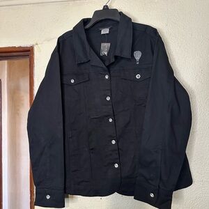 Albuquerque Balloon Fiesta Black Denim Jacket, Rhinestones 2XL